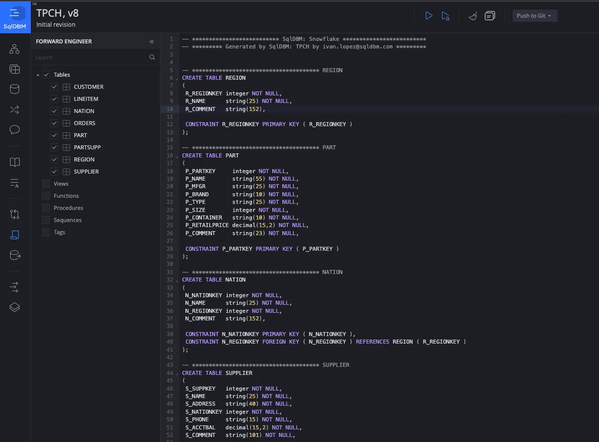SqlDBM data modeling tool