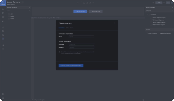 Direct Connect to Azure Synapse