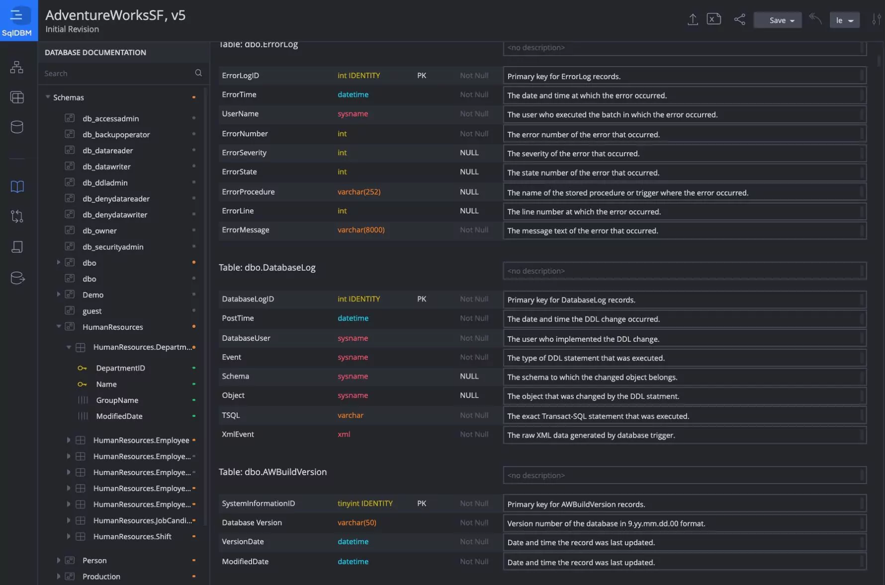 Share knowledge using DB documentation